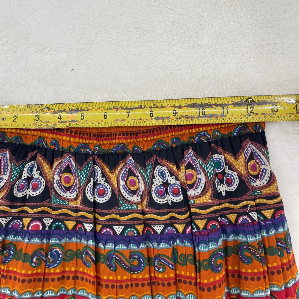 Westbound Petites Womens Cotton Tiered Paisley Boho Maxi Skirt Multi Color OS - Picture 5 of 7